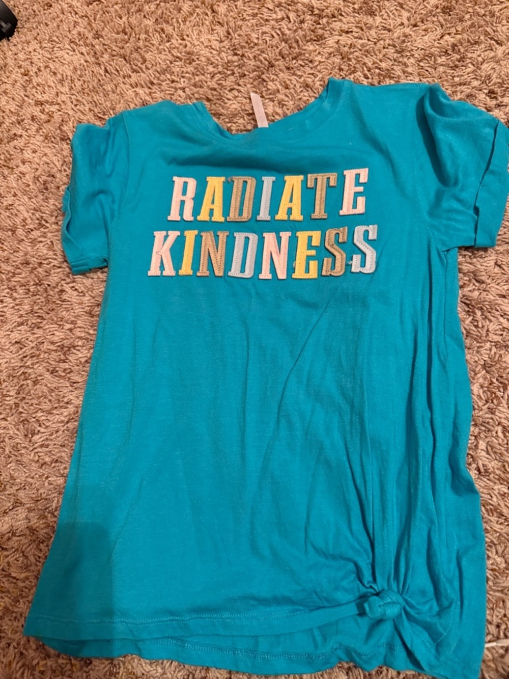 Girls' Teal Short-Sleeve 'Radiate Kindness' Knot Tee